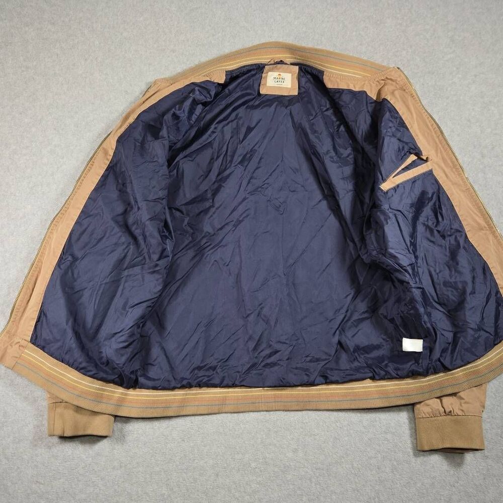 Marine Layer Rossland Dry Wax Bomber Jacket Tan Full Zip Medium - Picture 5 of 11